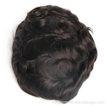 Fast Shipping Super Thin Skin Men Toupee Strong Knot Hair Replacement Undetectable Men's Wigs
